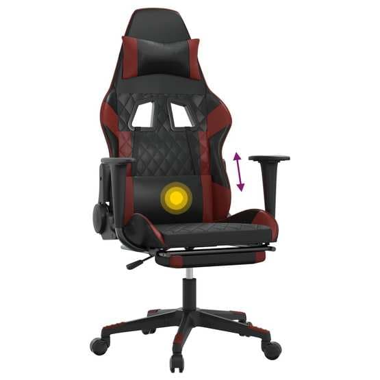 Gamingstol Med Massage Och Fotstöd Svart Och Röd Konstläder-1