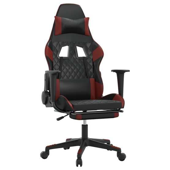 Gamingstol Med Massage Och Fotstöd Svart Och Röd Konstläder-1