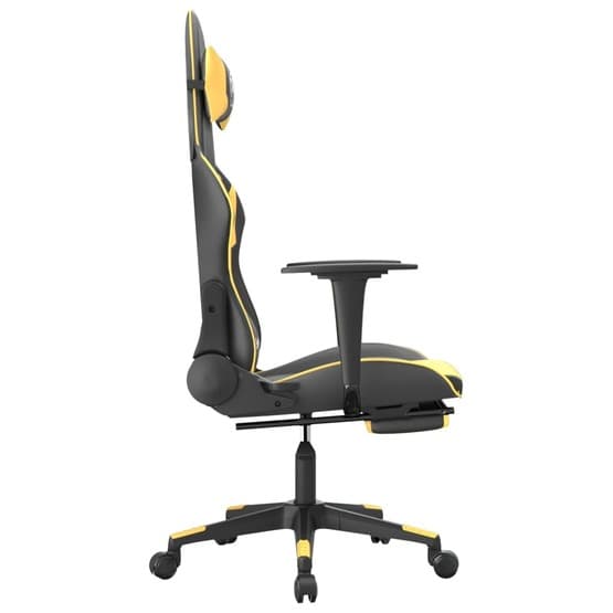 Gamingstol Med Massage Och Fotstöd Svart Och Guld Konstläder-1
