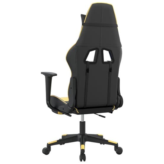 Gamingstol Med Massage Och Fotstöd Svart Och Guld Konstläder-1