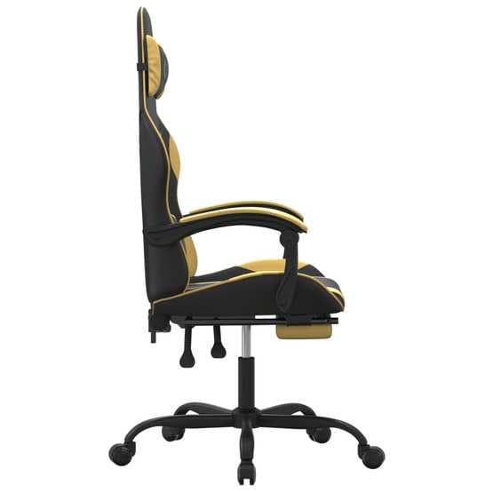 Snurrbar Gamingstol Med Fotstöd Svart Och Guld Konstläder-3