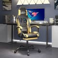 Miniatyrbild 1 av 8: Snurrbar Gamingstol Med Fotstöd Svart Och Guld Konstläder-3