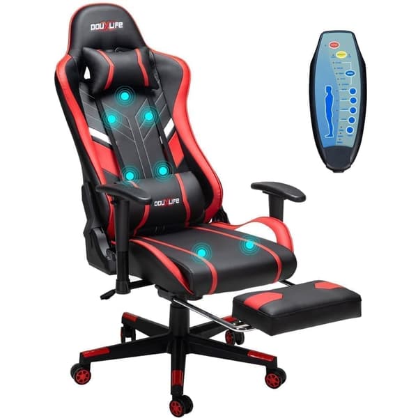 Gaming stol massage kontorsstolar Ergonomisk design gamingstol med ryggstöd + nackstöd + fotstöd Gaming stol massage kontorsstolar Ergonomisk design gamingstol med ryggstöd + nackstöd + fotstöd