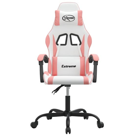 Gamingstol Vit Och Rosa Konstläder-4