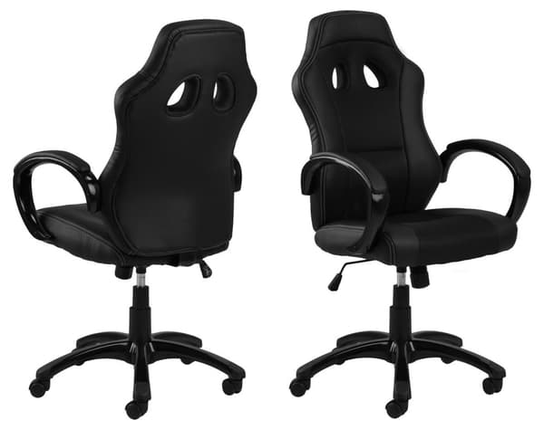 Race gamer stol PU kunstlæder sort.