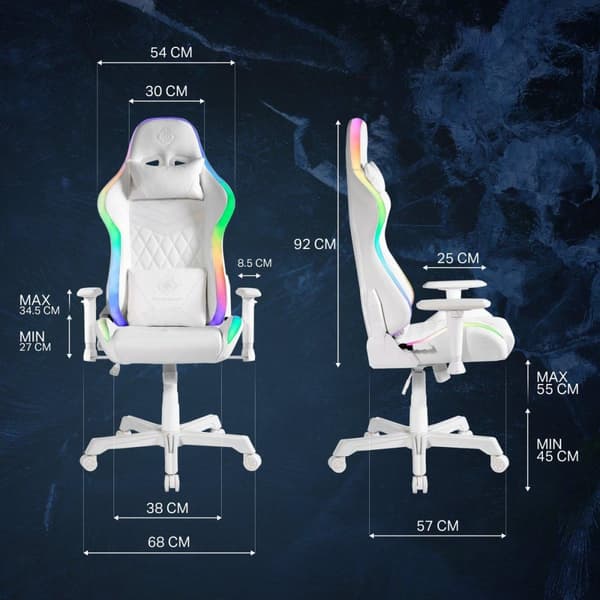 DELTACO GAMING -pelituoli tekonahkaa RGB-valolla - valkoinen