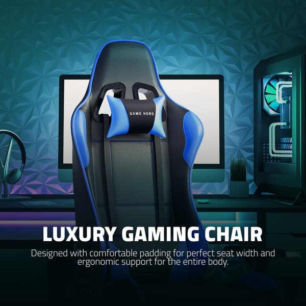 GAME HERO® Winner X1 Gamingstol Justerbara armstöd - stol med fotstöd - Kontorsstol - Spelstol