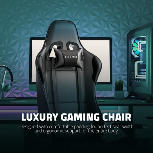GAME HERO® Winner X1 Gamingstol Justerbara armstöd - stol med fotstöd - Kontorsstol - Spelstol
