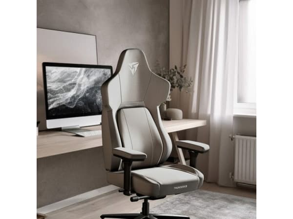 ThunderX3 CORE-Loft gamingstol - grå - ergonomisk gamingstol - ryggstöd med högkvalitativt konstläder - integrerad synkro-mekanism - höjdjusterbara 3