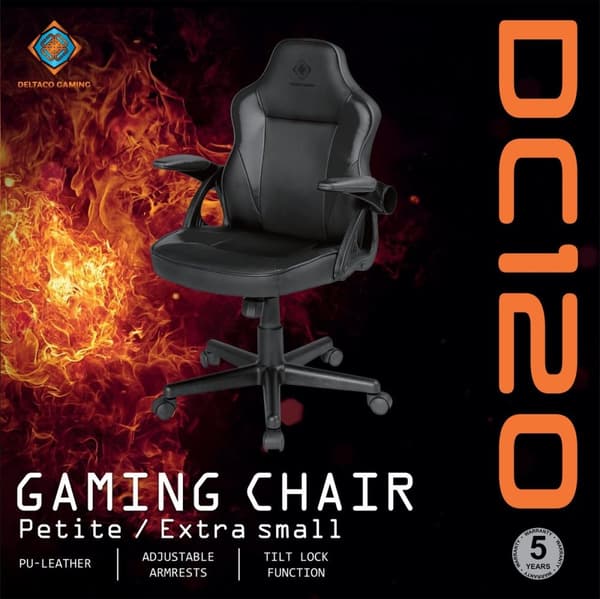 Deltaco DC120 - Junior Gaming Stol - Højdejusterbar - Sort