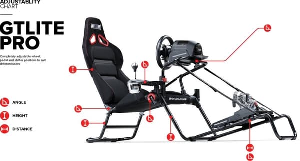 Next Level Racing - GT Lite Pro - Sammenfoldelig Racing Stol - Sort/Rød