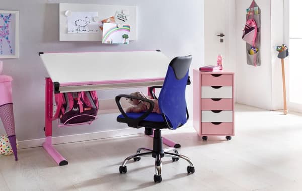 Rootz Barnskrivbord Svart Blå för barn från 6 med ryggstöd Snurrstol för barn Barnstol ergonomisk - Höjdjusterbar stol