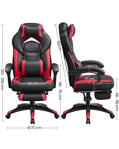 Songmics executive kontorstol, ergonomisk, sort/rød