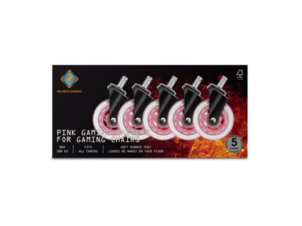 Sett med stolhjul DELTACO GAMING, rosa / GAM-157-P