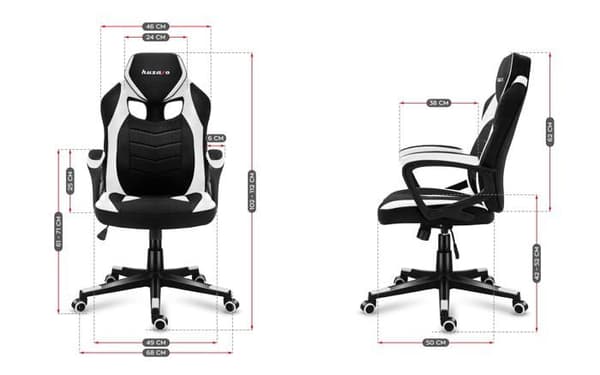 HUZARO FORCE 2.5 Gaming Stol Vit, Tyg Kontorsstol, PC Gaming, Ergonomisk, Justerbar, Vridbar, Armstöd, Gamer