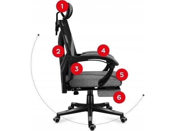 Huzaro Combat 5.0, PC-spelsstol, 140 kg, Sits i nätmaterial, Genombrutet ryggstöd, PC, Svart