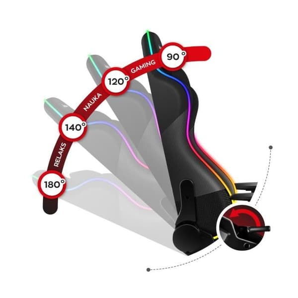 HUZARO Force 6.2 Gaming Stol - Svart - Ergonomisk - RGB - Justerbar höjd - Liggande svankstöd