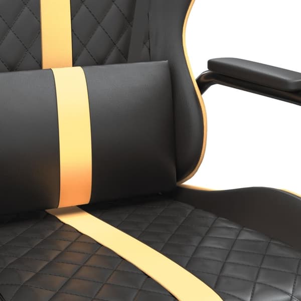 vidaXL Gamingstol med massage guld och svart konstläder