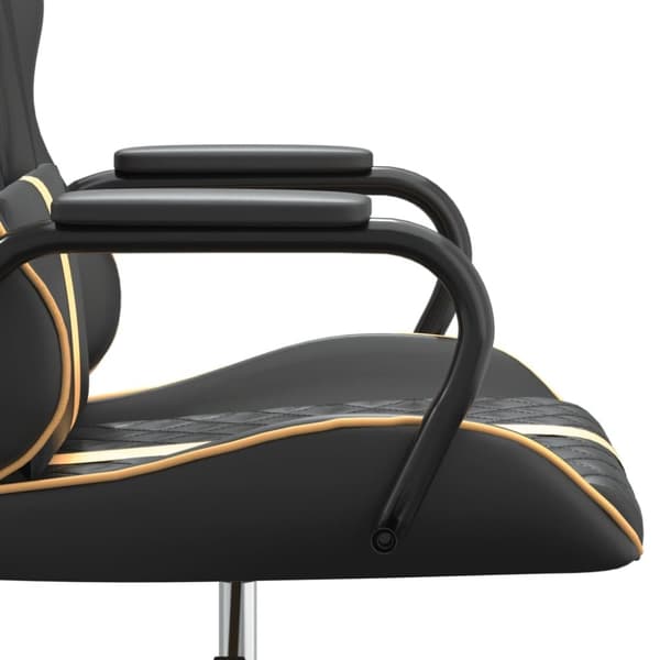 vidaXL Gamingstol med massage guld och svart konstläder