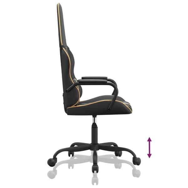 vidaXL gamingstol m. massagefunktion kunstlæder sort + guldfarvet