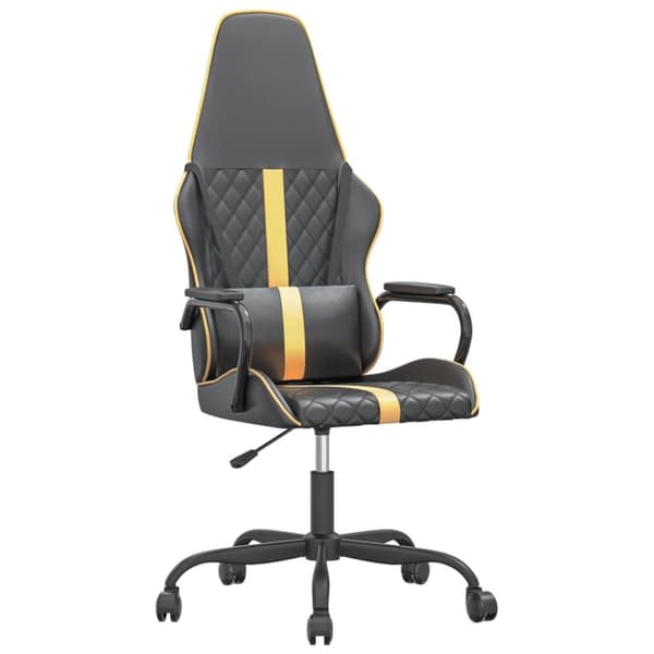 vidaXL gamingstol m. massagefunktion kunstlæder sort + guldfarvet