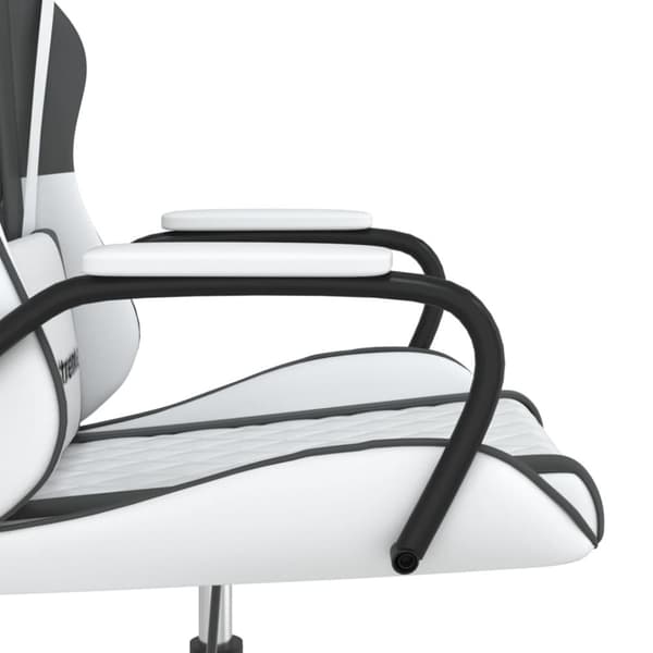 vidaXL Gamingstol med massage vit och svart konstläder