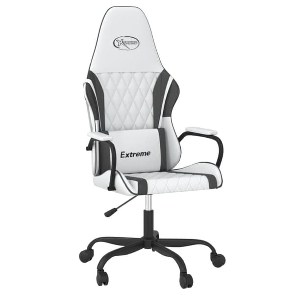 vidaXL Gamingstol med massage vit och svart konstläder