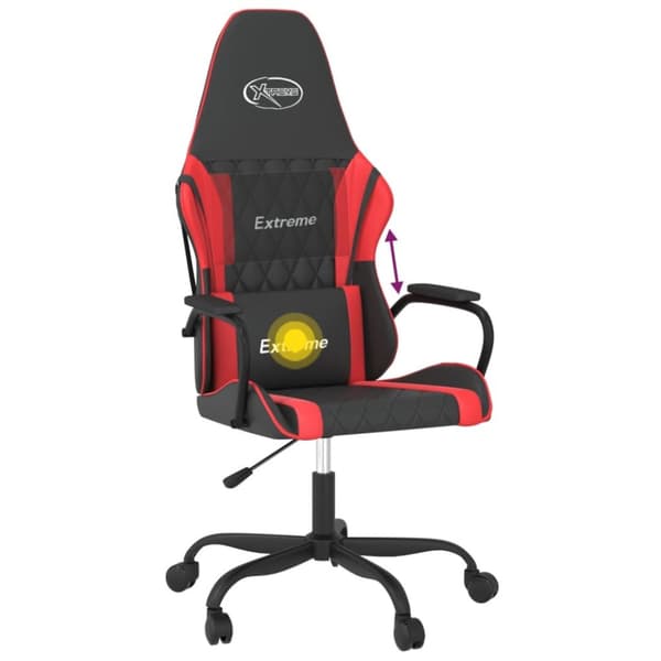 vidaXL Gamingstol med massage svart och röd konstläder