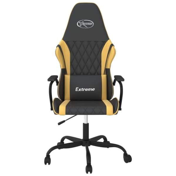 vidaXL gamingstol m. massagefunktion kunstlæder sort guldfarvet