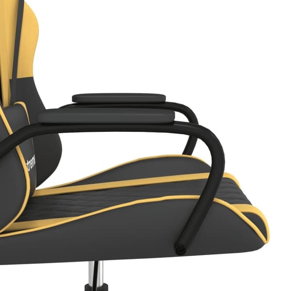 vidaXL gamingstol m. massagefunktion kunstlæder sort guldfarvet