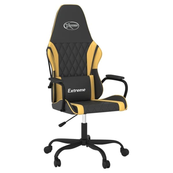 vidaXL gamingstol m. massagefunktion kunstlæder sort guldfarvet