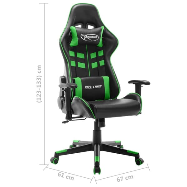 gamingstol kunstlæder sort og grøn