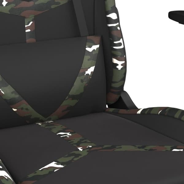 gamingstol med fodstøtte kunstlæder sort og camouflage