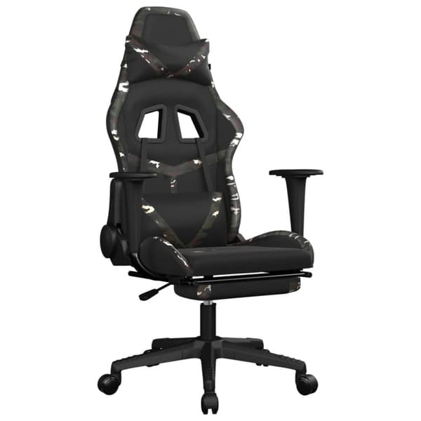 gamingstol med fodstøtte kunstlæder sort og camouflage