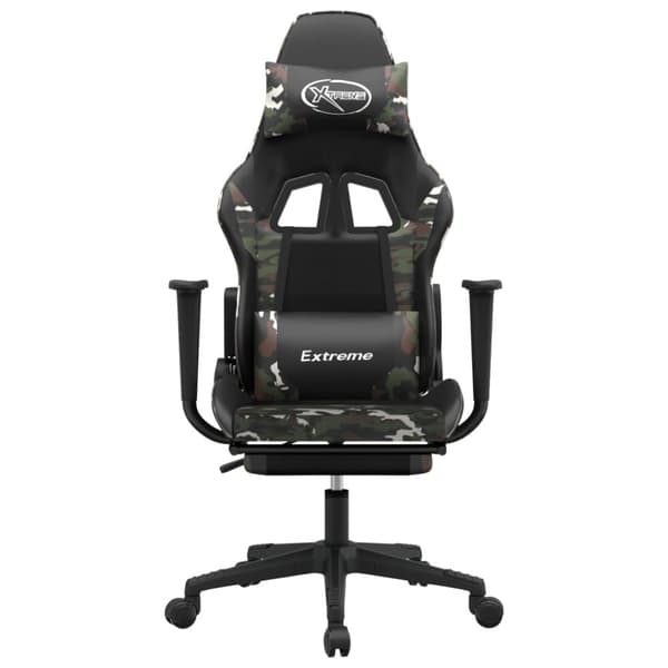 gamingstol m. massage og fodstøtte kunstlæder sort camouflage