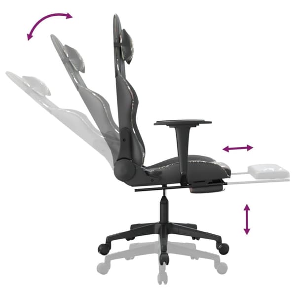 gamingstol m. massage og fodstøtte kunstlæder sort camouflage