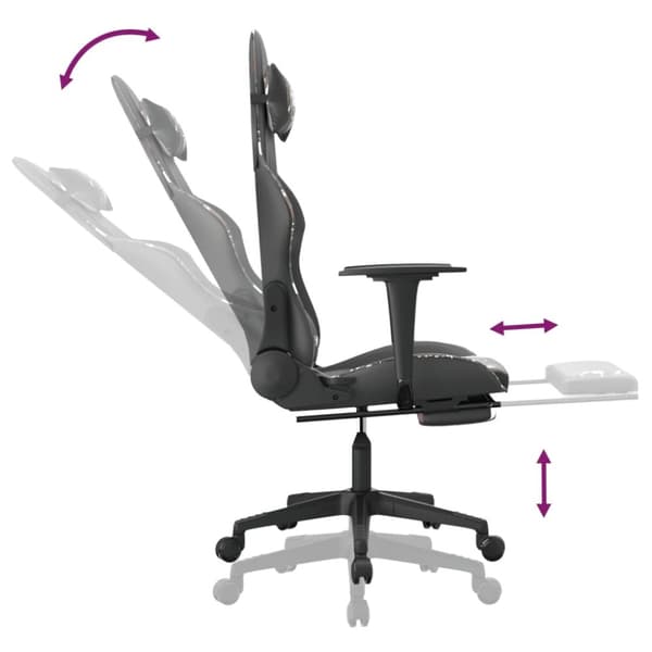 gamingstol med fodstøtte kunstlæder sort og camouflage