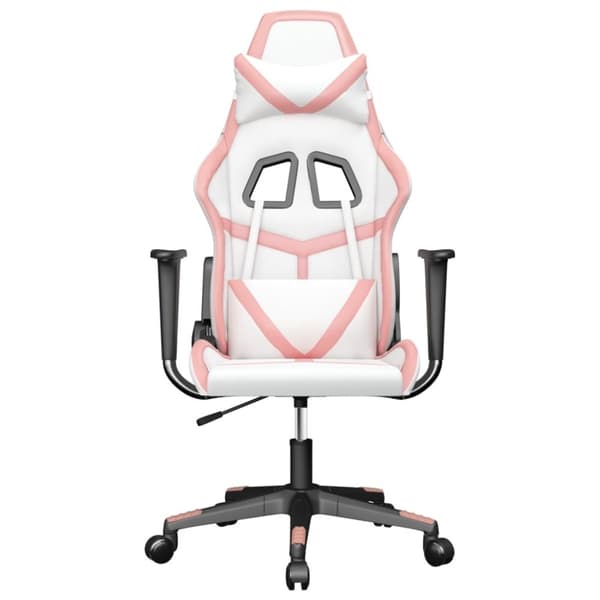 vidaXL Gamingstol vit och rosa konstläder