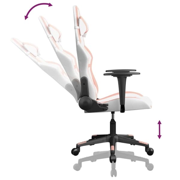 vidaXL Gamingstol vit och rosa konstläder