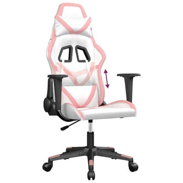 vidaXL Gamingstol vit och rosa konstläder