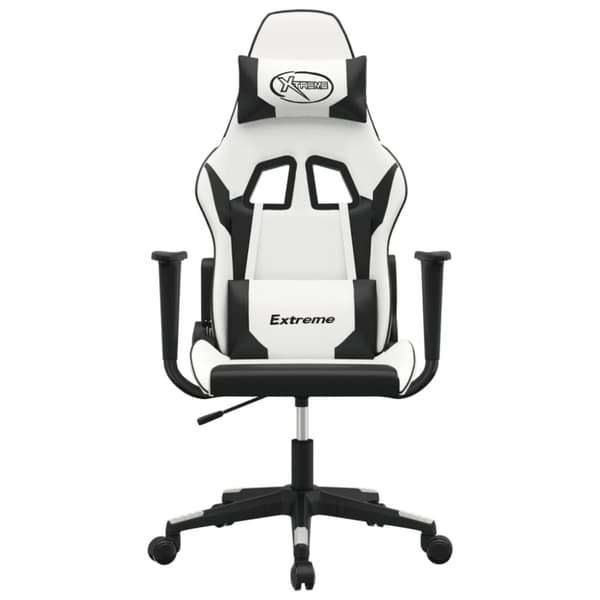 vidaXL gamingstol m. massagefunktion kunstlæder hvid og sort