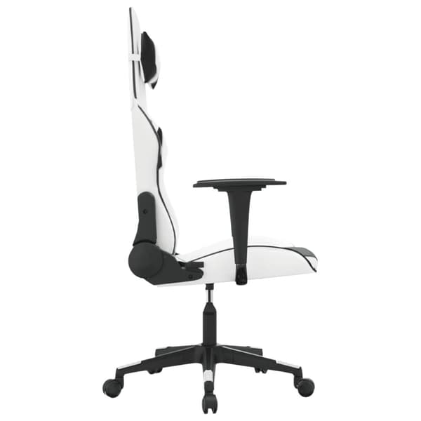 vidaXL gamingstol m. massagefunktion kunstlæder hvid og sort