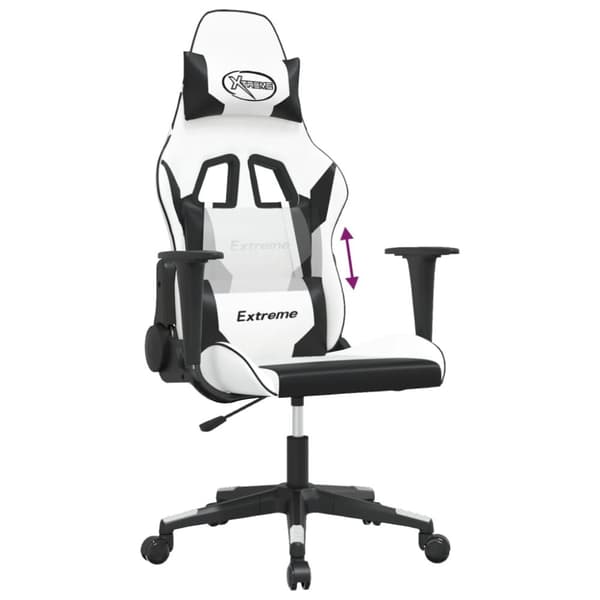 vidaXL gamingstol m. massagefunktion kunstlæder hvid og sort