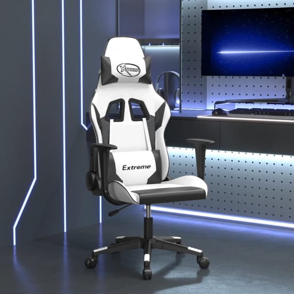 vidaXL gamingstol m. massagefunktion kunstlæder hvid og sort