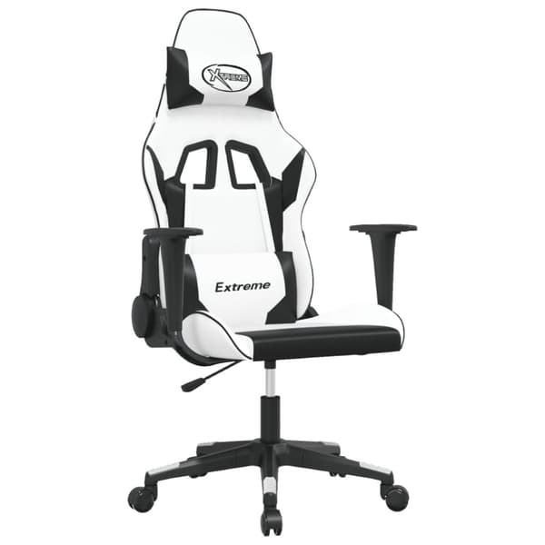 vidaXL Gamingstol med massage vit och svart konstläder