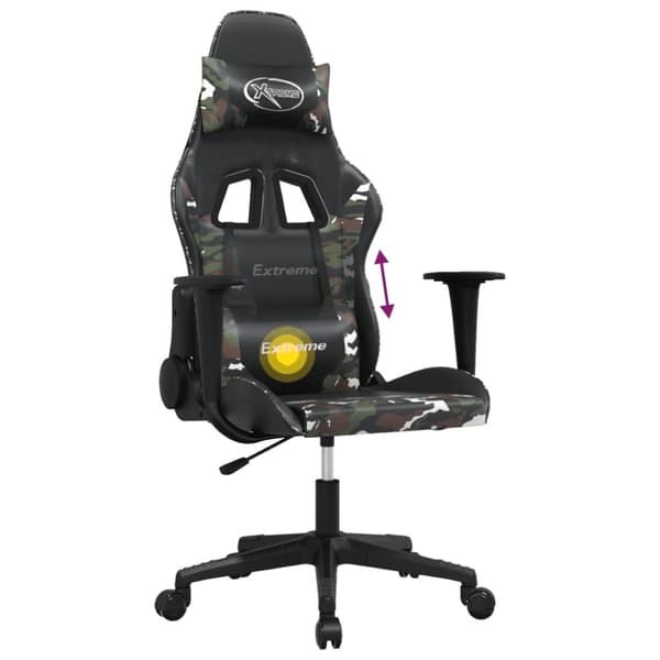 vidaXL Gamingstol med massage svart och kamouflage konstläder