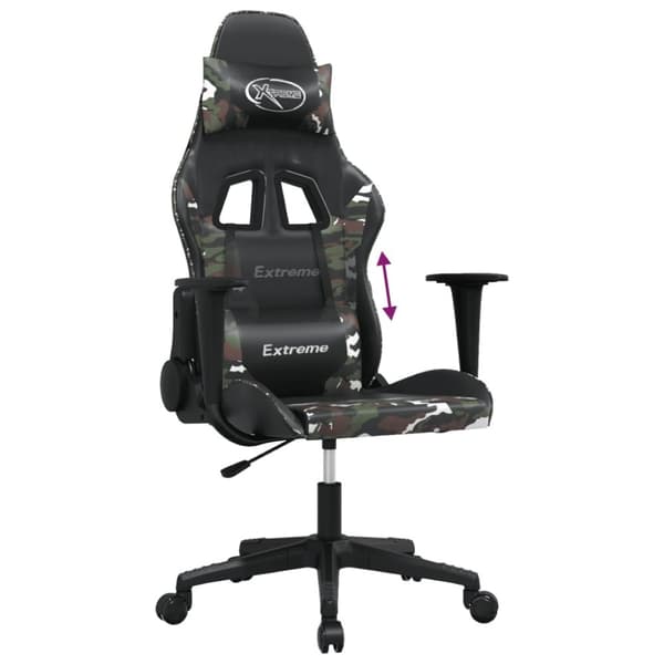 vidaXL Gamingstol med massage svart och kamouflage konstläder