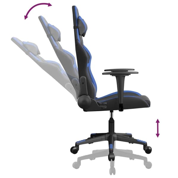 vidaXL Gamingstol med massage svart och blå konstläder
