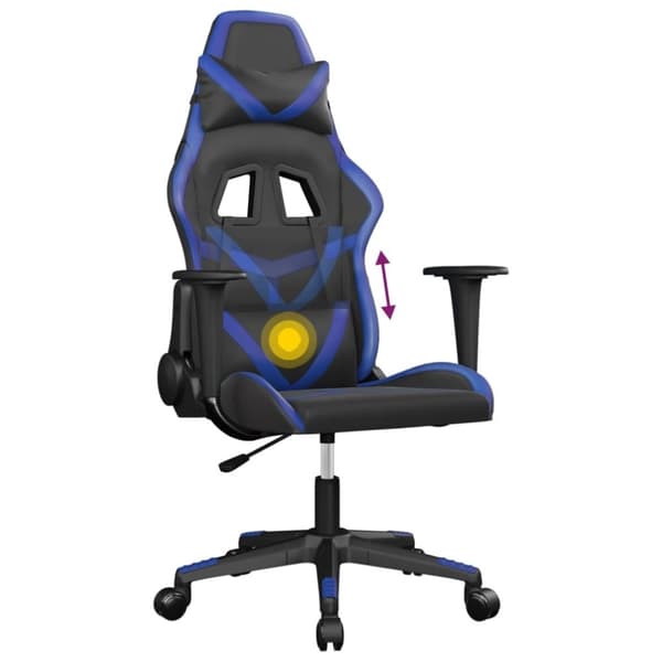vidaXL Gamingstol med massage svart och blå konstläder