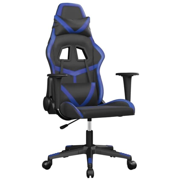 vidaXL Gamingstol med massage svart och blå konstläder